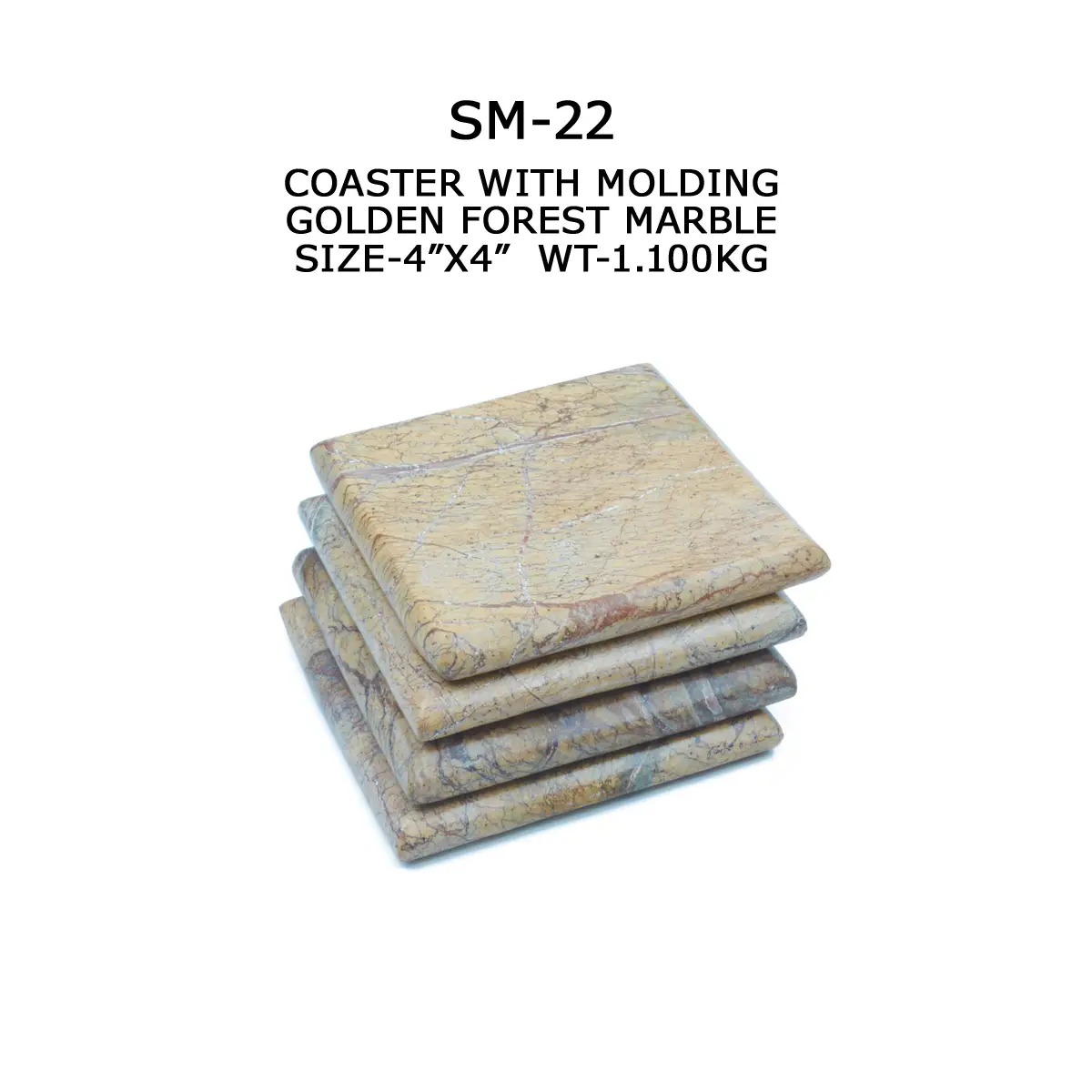 COASTER WITH MOLDING GOLDEN FOREST MARBLE
